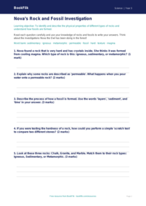 Free Rocks Worksheet | Year 3 Core | BookFlik
