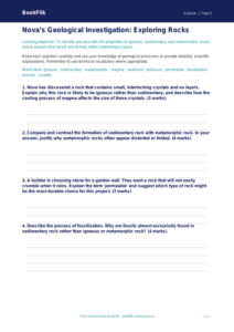 Free Rocks Worksheet | Year 5 Greater Depth | BookFlik