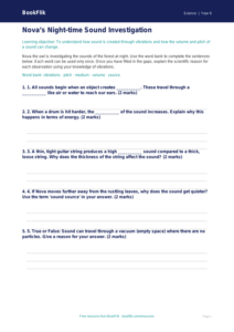 Free Sound Activity Sheet | Year 6 Core | BookFlik
