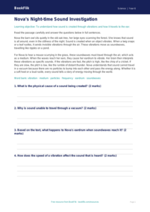 Free Sound Comprehension Worksheet | Year 6 Science | BookFlik