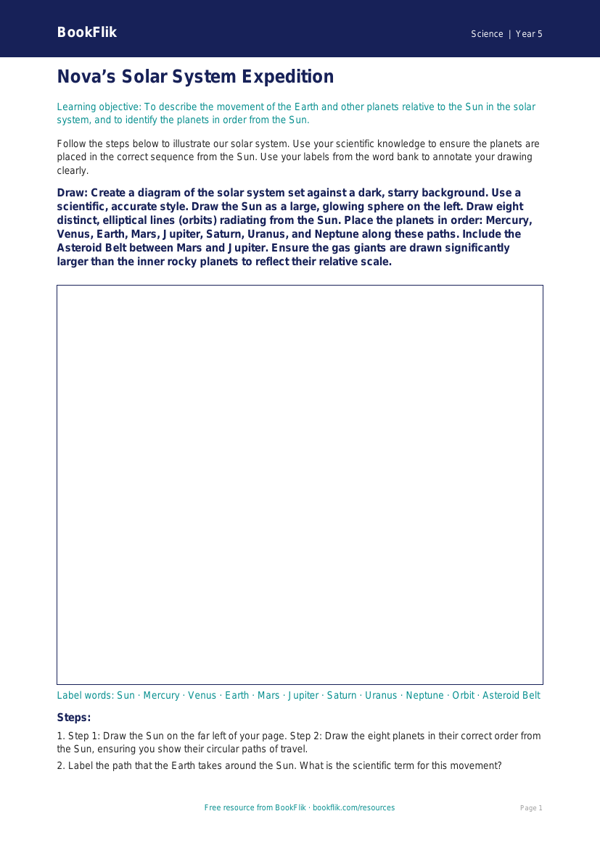 Free Space Drawing Sheet | Year 5 Greater Depth | BookFlik worksheet preview — Science Space