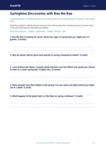 Free Spring Science Worksheet | Year 1 Core | BookFlik