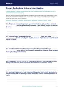 Free Spring Science Activity Sheet | Year 5 Greater Depth | BookFlik