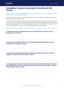 Free Spring Science Assessment | Year 5 Greater Depth | BookFlik