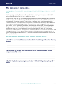 Free Spring Science Comprehension | Year 5 Greater Depth | BookFlik
