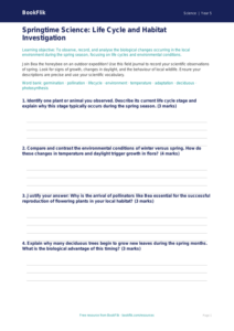 Free Spring Science Template | Year 5 Greater Depth | BookFlik