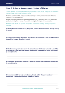 Free States Of Matter Assessment | Year 6 Core | BookFlik