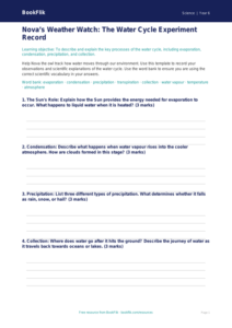 Free Water Cycle Worksheet for Year 6 | Science Printables | BookFlik