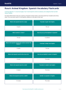 Free Animals Flashcards | Year 5 Greater Depth | BookFlik