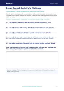 Free Body Parts Activity Sheet | Year 4 Supported | BookFlik