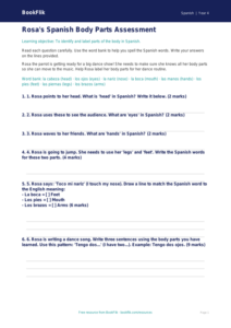 Free Body Parts Assessment | Year 4 Supported | BookFlik