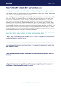 Free Body Parts Comprehension | Year 5 Greater Depth | BookFlik
