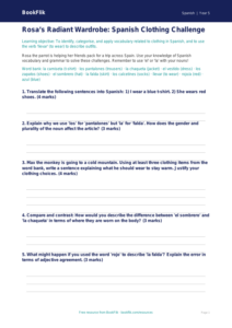 Free Clothes Worksheet | Year 5 Greater Depth | BookFlik