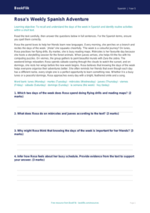 Free Days Of The Week Comprehension | Year 5 Greater Depth | BookFlik