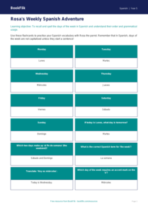 Free Days Of The Week Flashcards | Year 5 Greater Depth | BookFlik
