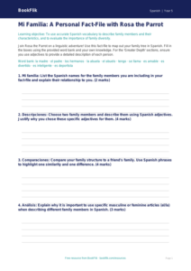 Free Family Template | Year 5 Greater Depth | BookFlik