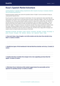 Free Food Comprehension | Year 5 Greater Depth | BookFlik