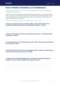 Free Hobbies Activity Sheet | Year 5 Greater Depth | BookFlik