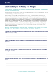 Free Hobbies Comprehension | Year 5 Greater Depth | BookFlik