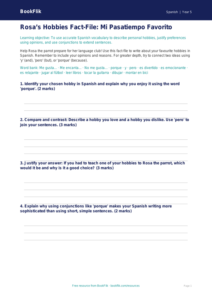 Free Hobbies Template | Year 5 Greater Depth | BookFlik