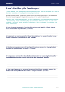 Free Hobbies Worksheet | Year 5 Greater Depth | BookFlik