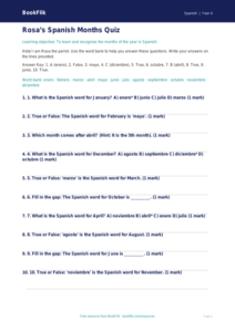 Free Months Of The Year Quiz | Year 4 Supported | BookFlik
