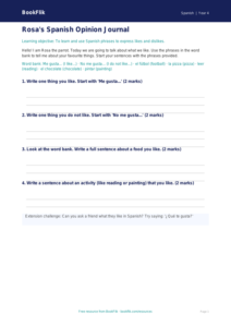 Free Opinion Phrases Template | Year 4 Supported | BookFlik