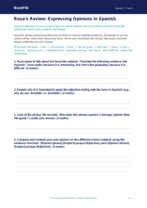 Free Opinion Phrases Worksheet | Year 5 Greater Depth | BookFlik