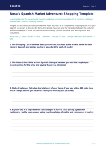 Free Shopping Template | Year 5 Greater Depth | BookFlik