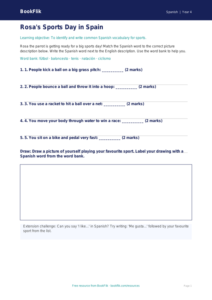 Free Sports Activity Sheet | Year 4 Supported | BookFlik