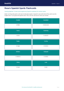 Free Sports Flashcards | Year 4 Supported | BookFlik