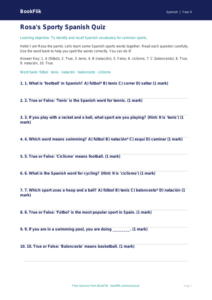 Free Sports Quiz | Year 4 Supported | BookFlik