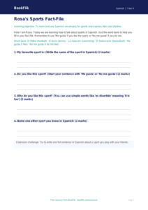 Free Sports Template | Year 4 Supported | BookFlik