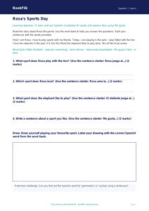 Free Sports Track Sheet | Year 4 Supported | BookFlik