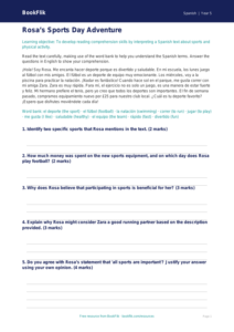 Free Sports Comprehension | Year 5 Greater Depth | BookFlik