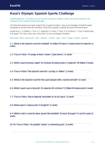 Free Sports Quiz | Year 5 Greater Depth | BookFlik