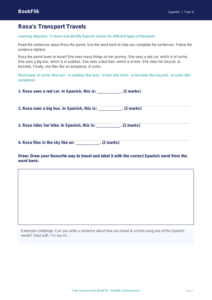 Free Transport Track Sheet | Year 4 Supported | BookFlik