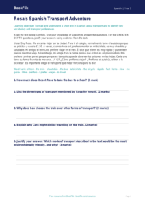 Free Transport Comprehension | Year 5 Greater Depth | BookFlik