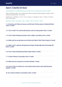 Free Color Theory Quiz | Grade 3 | Art | BookFlik