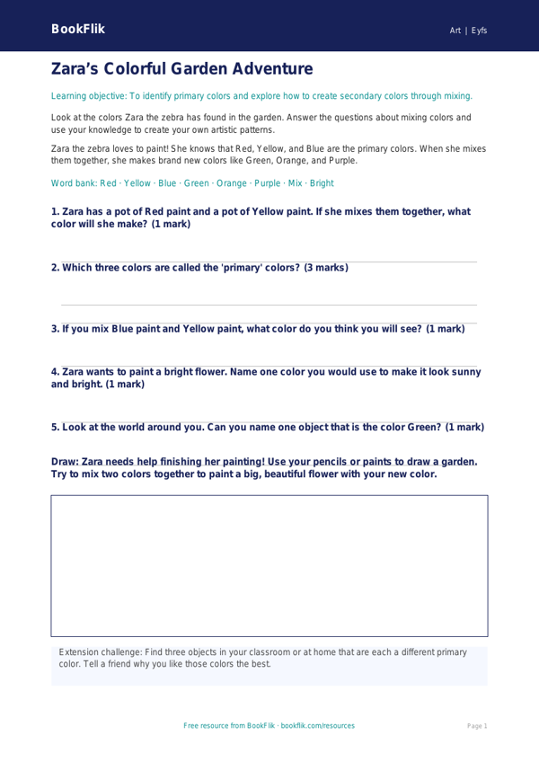 Free Color Theory Worksheet | Pre-K | Art | BookFlik worksheet preview — Art Colour Theory