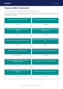 Free Famous Artists Flashcards | Grade 3 | Art | BookFlik