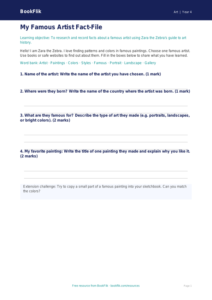 Free Famous Artists Template | Grade 3 | Art | BookFlik
