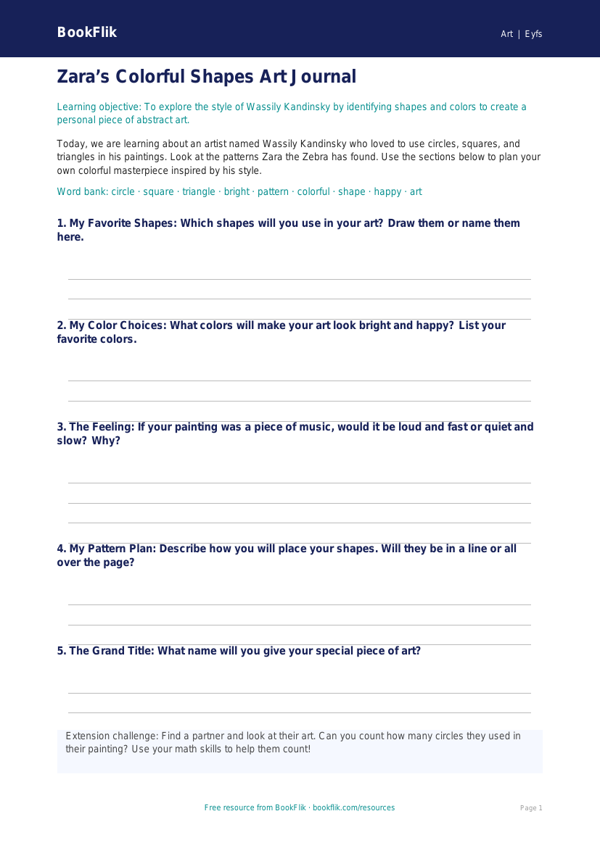 Free Kandinsky Template | Pre-K | Art | BookFlik worksheet preview — Art Kandinsky