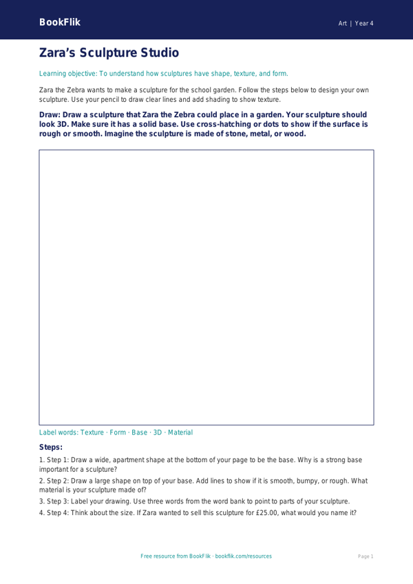 Free Sculpture Drawing Sheet | Grade 3 | Art | BookFlik worksheet preview — Art Sculpture
