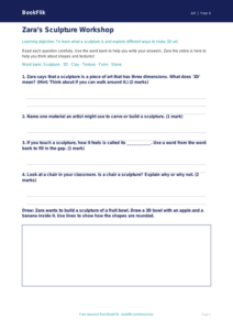 Free Sculpture Worksheet | Grade 3 | Art | BookFlik