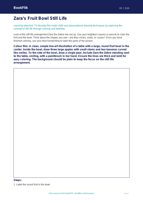 Free Still Life Colouring Page | Pre-K | Art | BookFlik worksheet preview — Art Still Life