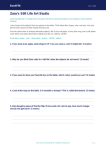 Free Still Life Worksheet | Pre-K | Art | BookFlik