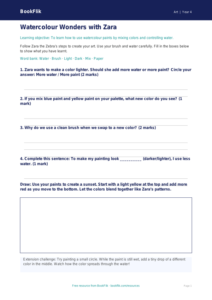 Free Watercolour Worksheet | Grade 3 | Art | BookFlik