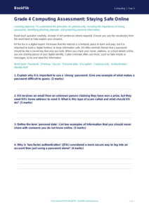 Free Cybersecurity Assessment | Grade 4 | Computing | BookFlik