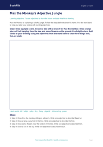 Free Adjectives Drawing Sheet | Grade 3 | ELA | BookFlik